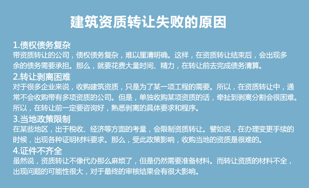 全國資質轉讓失敗常見原因