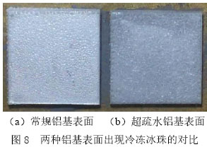 圖8  兩種鋁基表面出現冷凍冰珠的對比