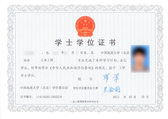 中國(guó)地質(zhì)大學(xué)專(zhuān)升本遠(yuǎn)程教育本科畢業(yè)證