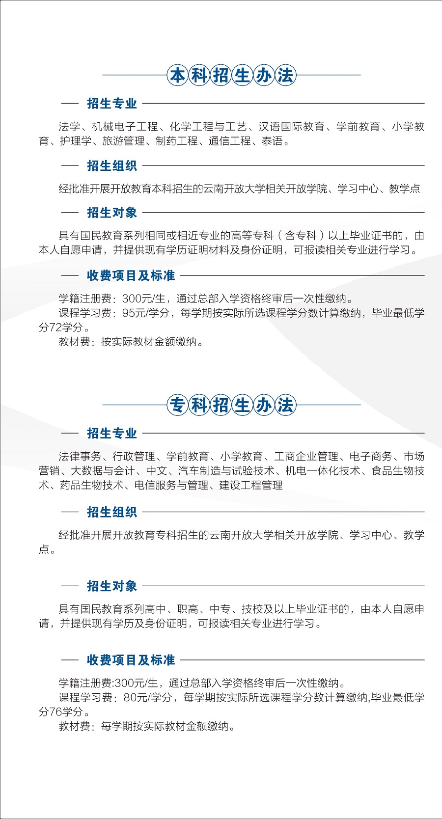 云南開放大學2021招生簡章