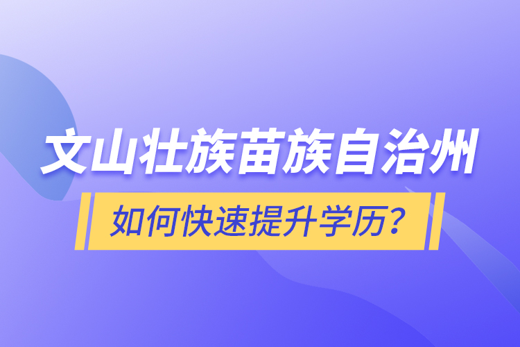 文山壯族苗族自治州如何快速提升學(xué)歷？