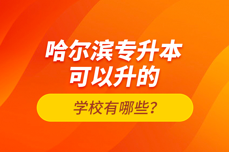 哈爾濱專升本可以升的學校有哪些？