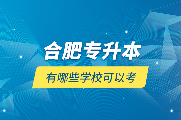 合肥專升本有哪些學(xué)?？梢钥?？