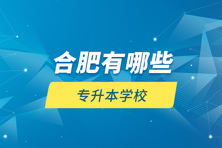 合肥有哪些專升本學(xué)校？