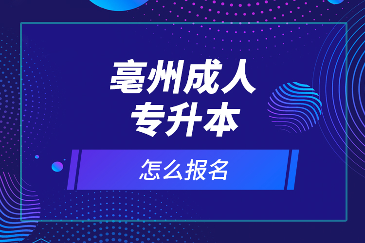 亳州成人專升本怎么報(bào)名？